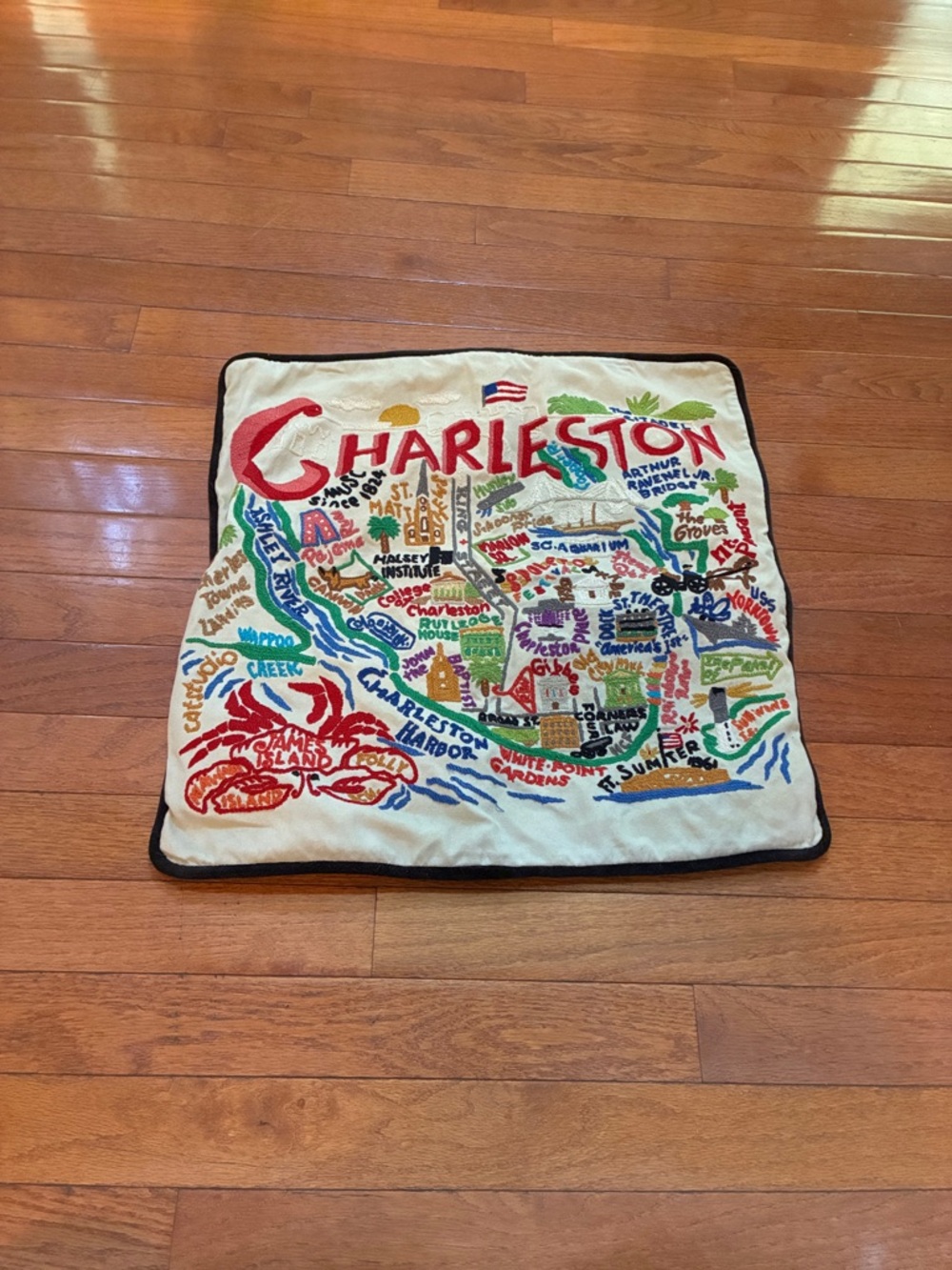 Charleston hand Embroidered Pillow Cover - 20 x 20